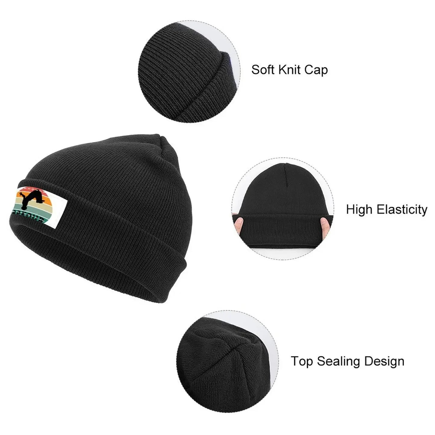 Unisex Knitted Hat with Parkour Drawing Label
