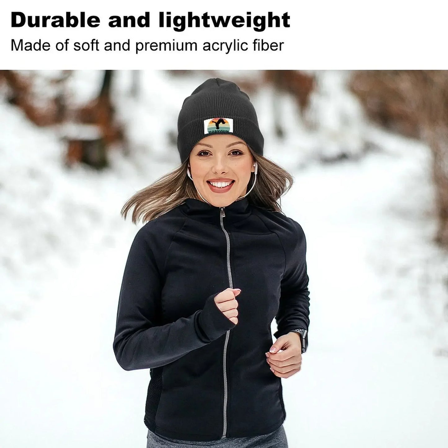Unisex Knitted Hat with Parkour Drawing Label