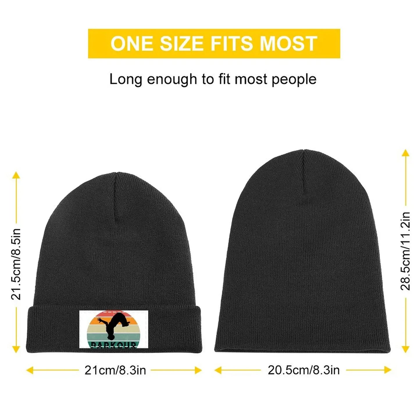 Unisex Knitted Hat with Parkour Drawing Label