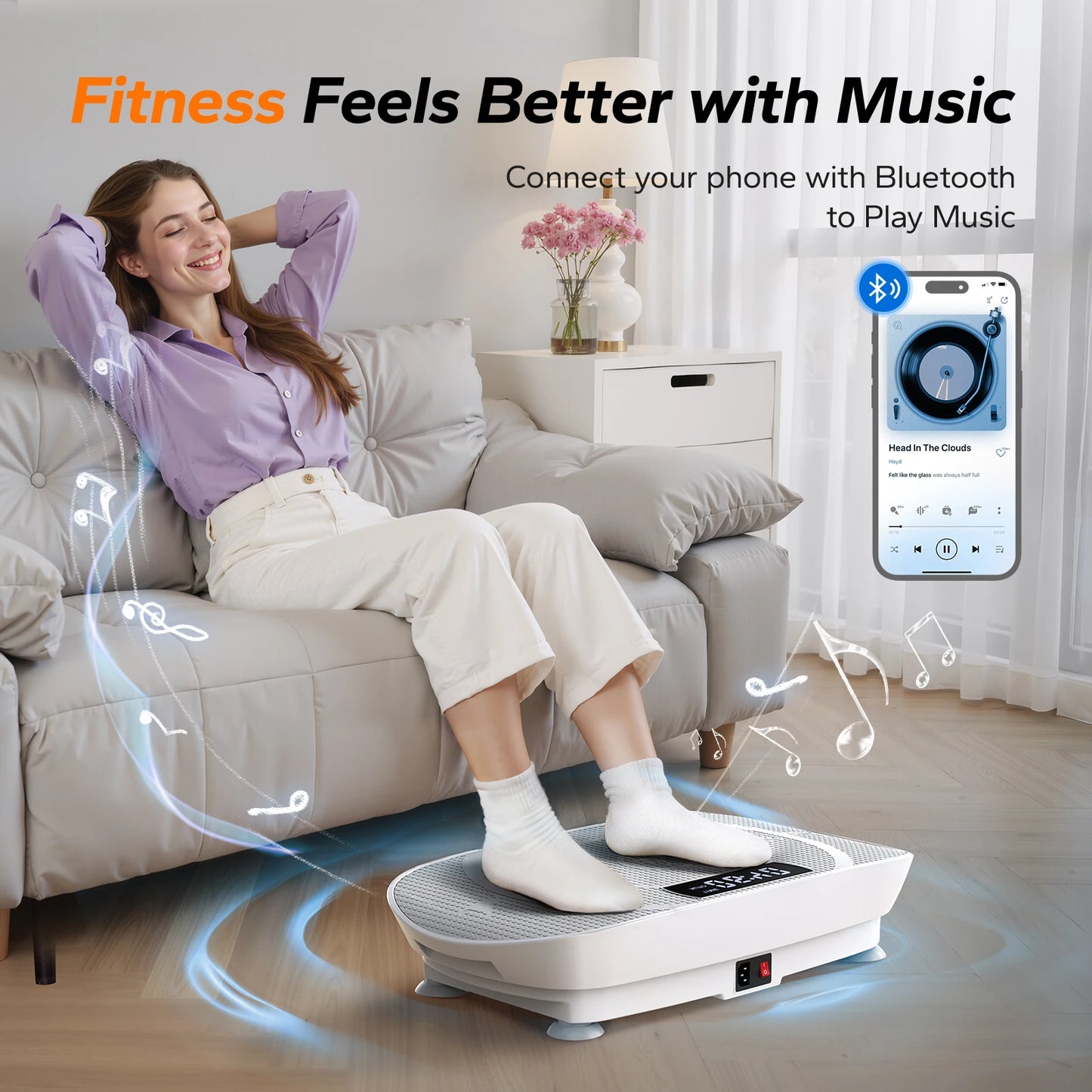 Fitness Vibration Platform with Bluetooth and Silicone Pedal | Full Body Exercise Machine for Women – Lymphatic Drainage and Weight Loss