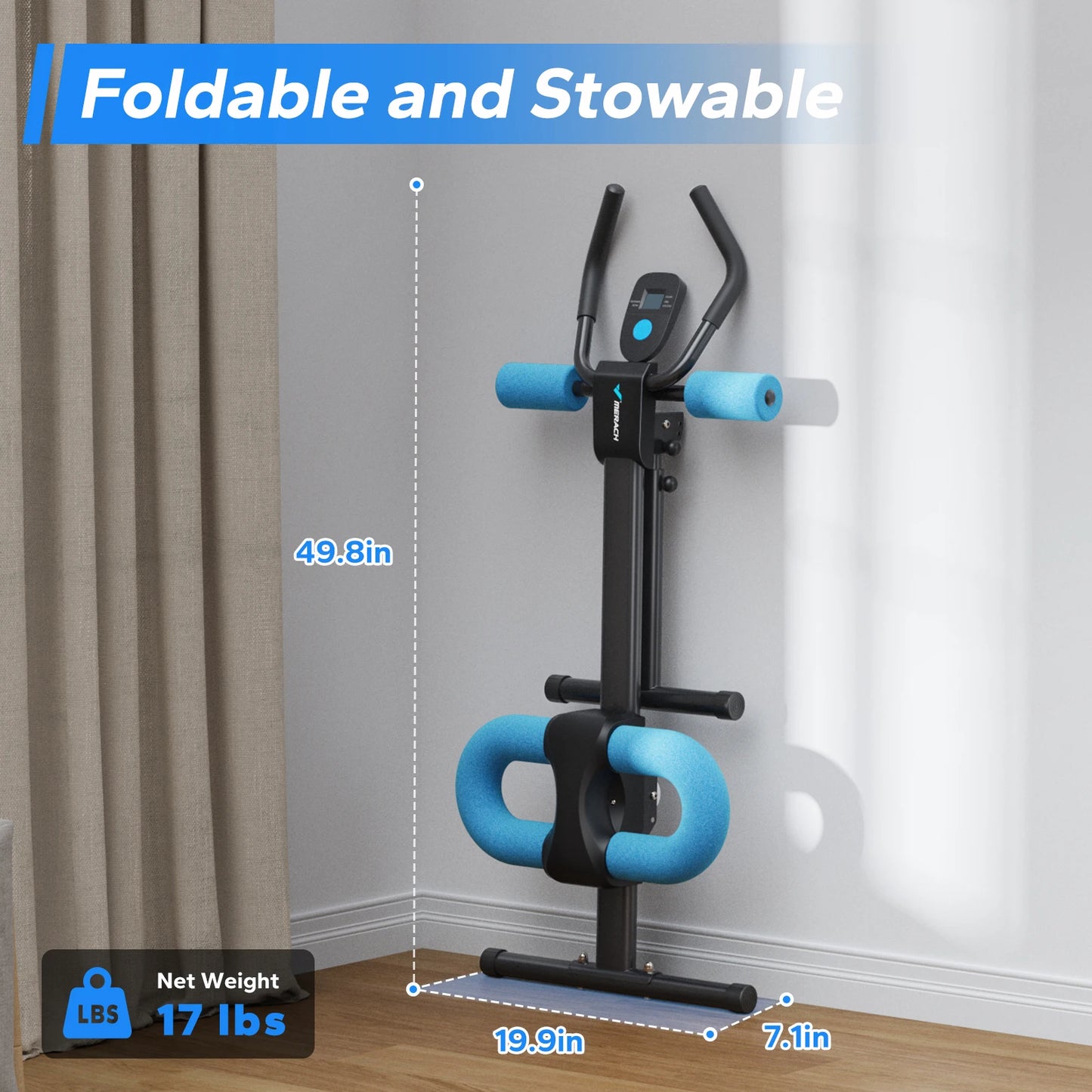 Adjustable Foldable Abdominal Machine with Knee Protection | Core Fitness Trainer for Home or Gym