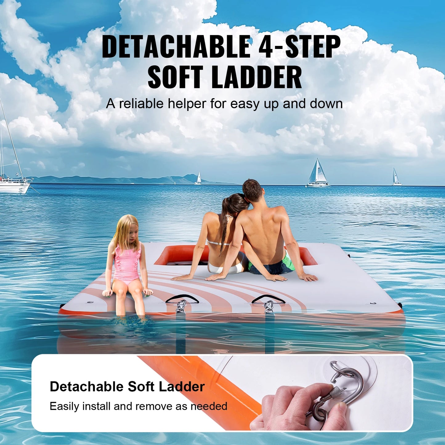Non-Slip Inflatable Floating Platform with Ladder and Carry Bag | High-Density PVC Water Island