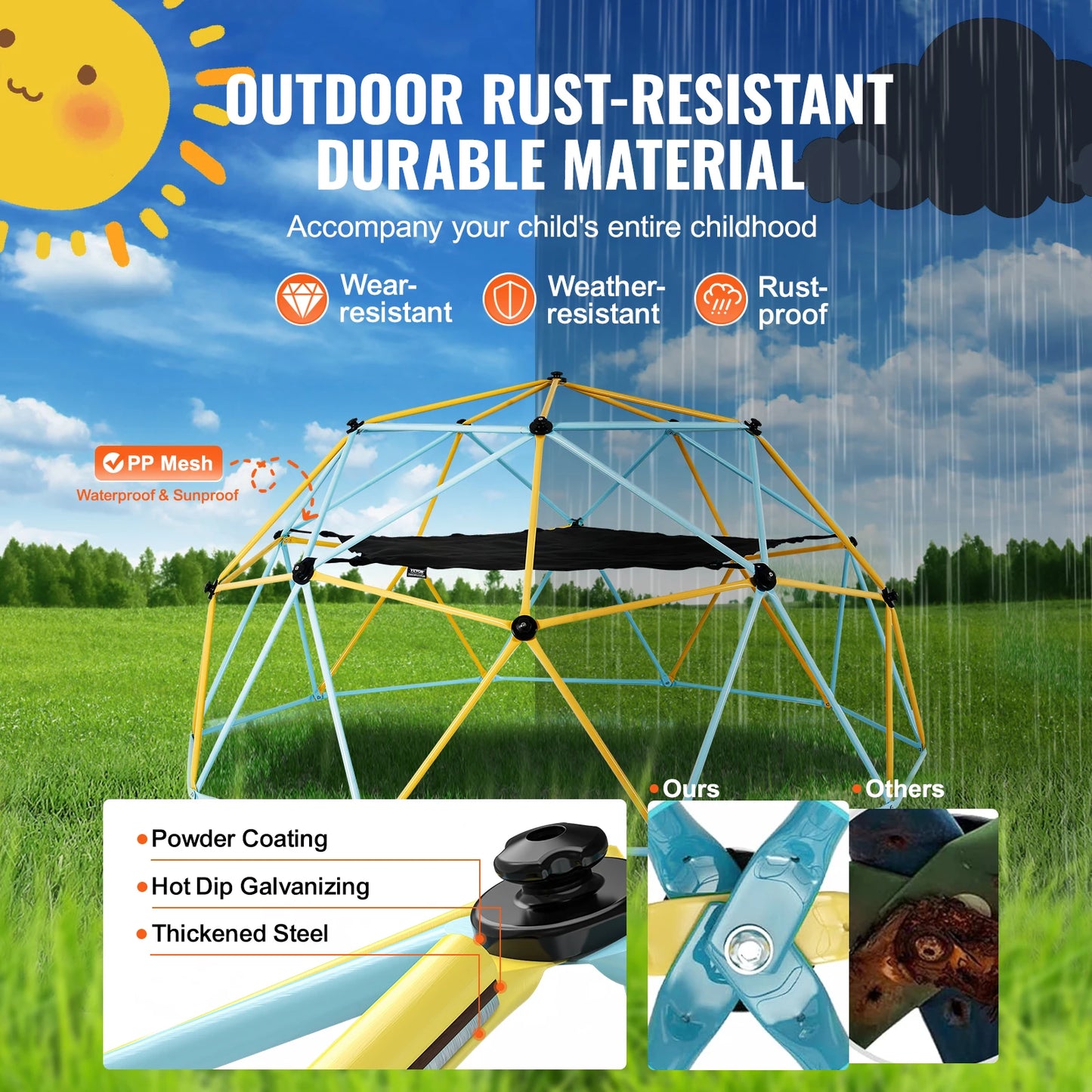 Climbing Dome for Kids with Swing and Hammock – 6/8/10/12FT Outdoor Playground