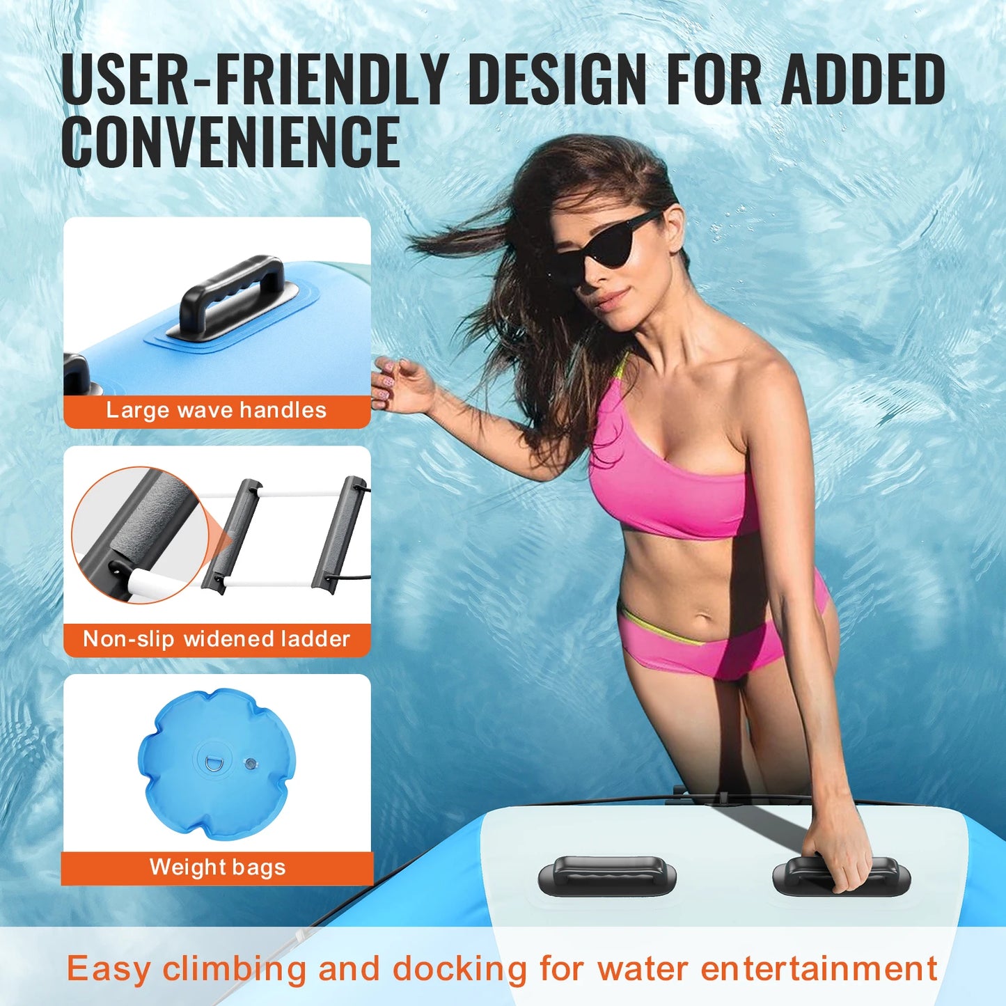 10FT Inflatable Water Trampoline – Recreational Floating Platform for Kids and Adults | With 600W Air Pump