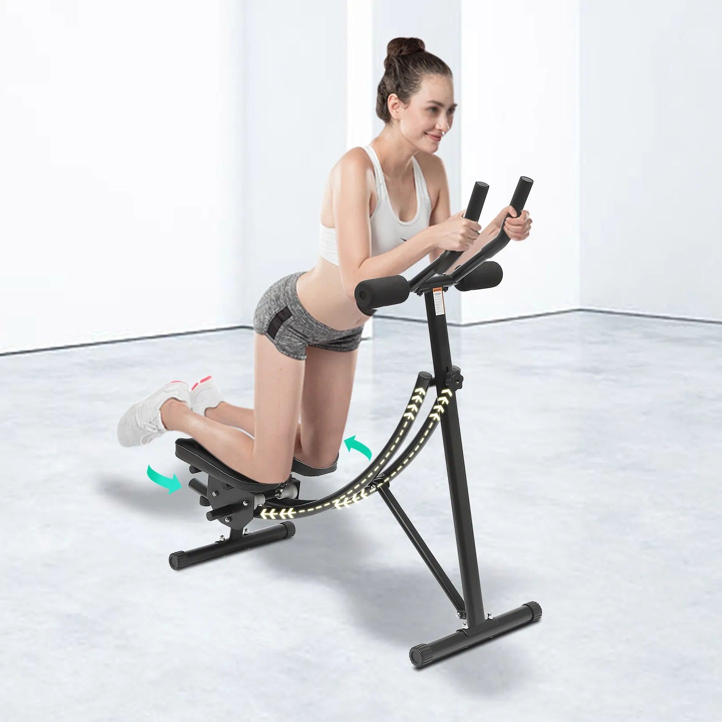 Foldable Abdominal Machine with LED Display – 0-180° Adjustable Core Trainer | Carbon Steel and Black ABS Foam