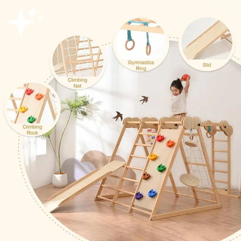 Indoor Montessori Jungle Gym – 7-in-1 Wooden Play Center (1-6 Years)