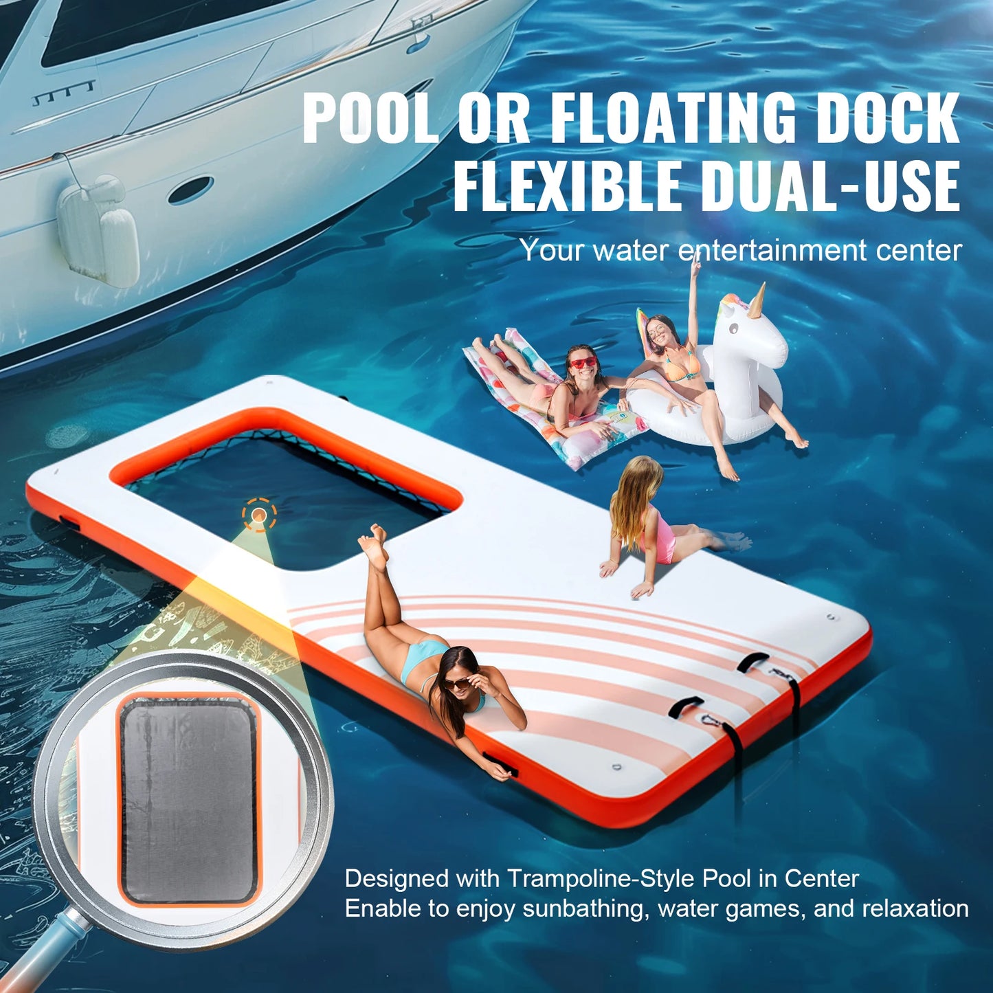 Non-Slip Inflatable Floating Platform with Ladder and Carry Bag | High-Density PVC Water Island