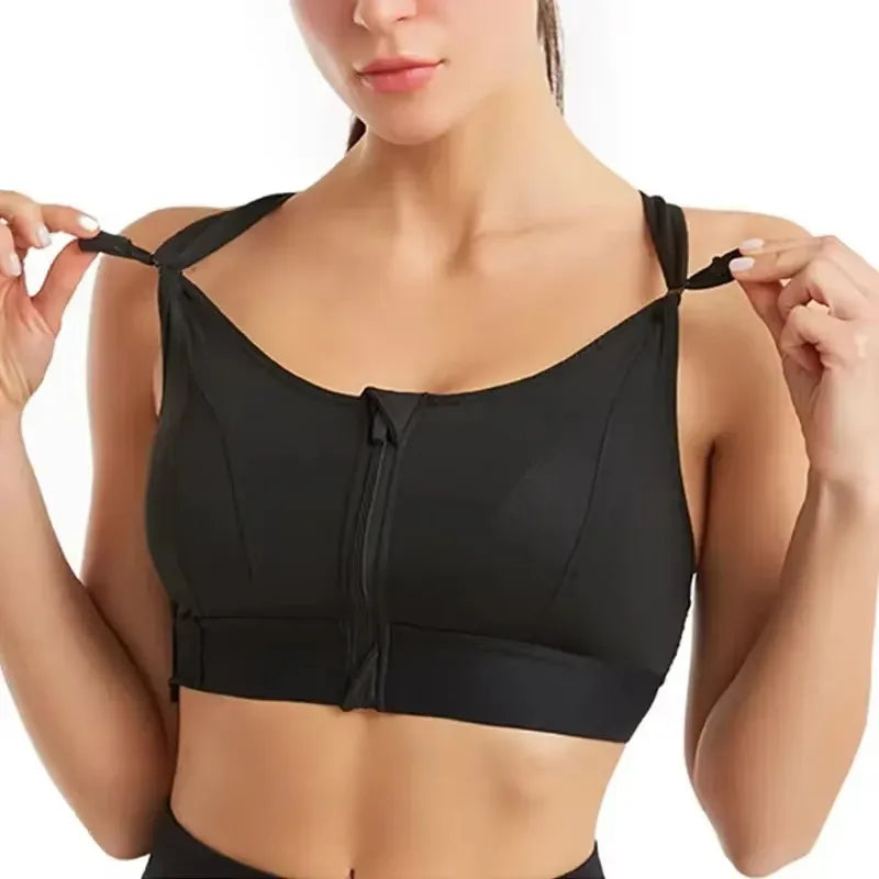 Women's Front-Zip Sports Bra – Slim-Fit Fitness and Yoga Crop Top