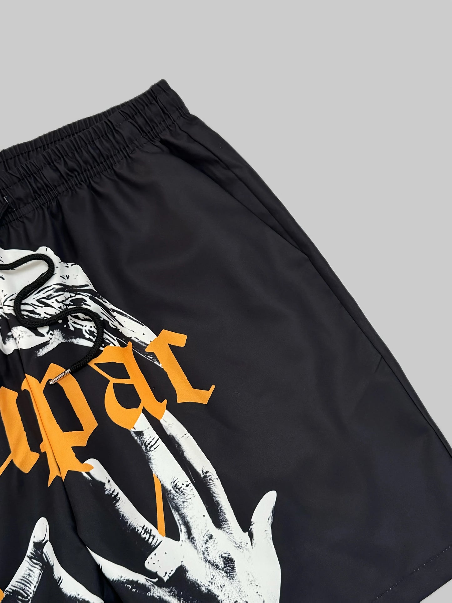 Shorts casuales con estampado 3D de manos y cadena dorada - Estilo urbano - Unisex