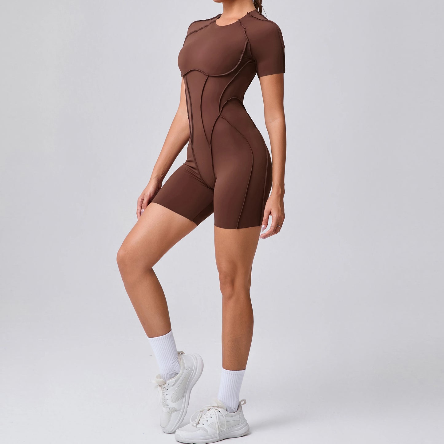 Women's Gym Playsuit – Backless Fitness & Yoga with Ruched Detail