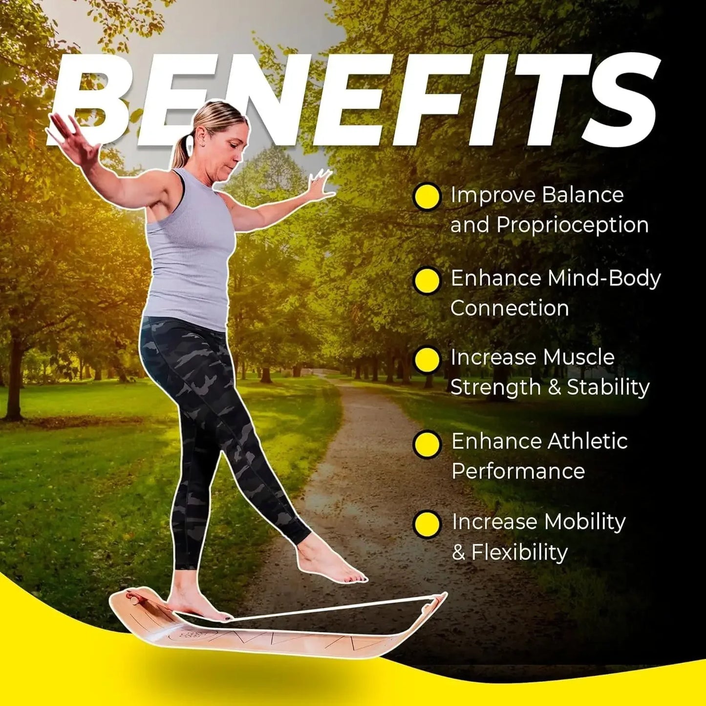 SlackBoard – GiBoard Balance Board for Kids and Adults | Slackline Balance Trainer for Core Training at Home or in the Gym