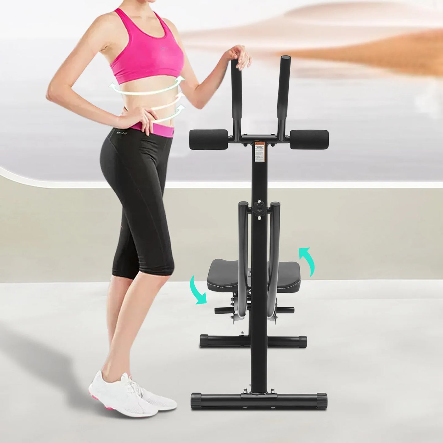 Foldable Abdominal Machine with LED Display – 0-180° Adjustable Core Trainer | Carbon Steel and Black ABS Foam