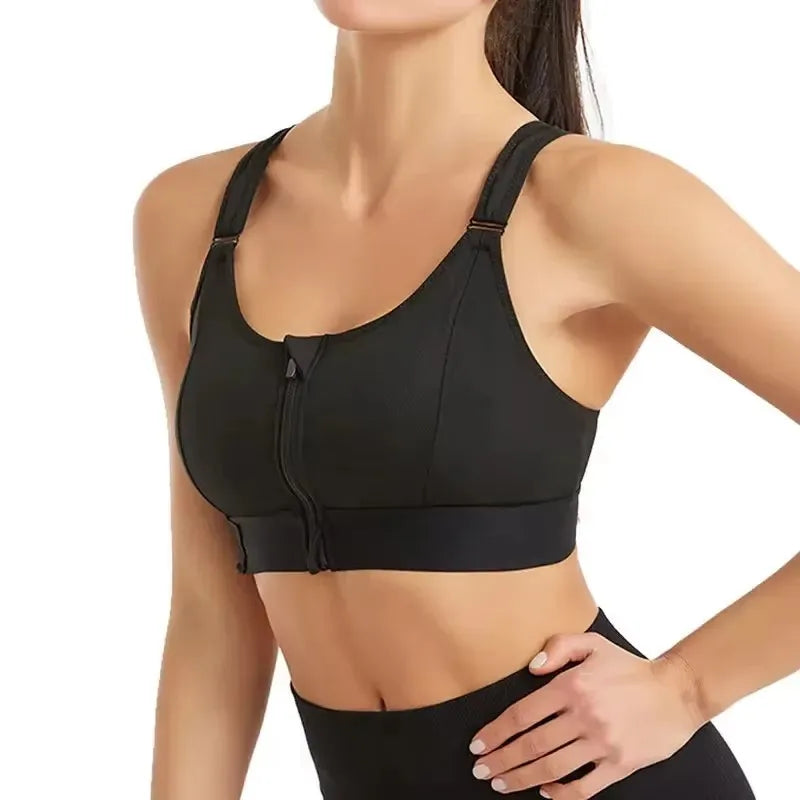 Women's Front-Zip Sports Bra – Slim-Fit Fitness and Yoga Crop Top