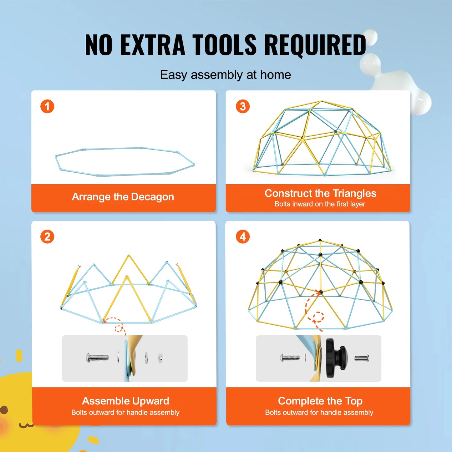 Climbing Dome for Kids with Swing and Hammock – 6/8/10/12FT Outdoor Playground