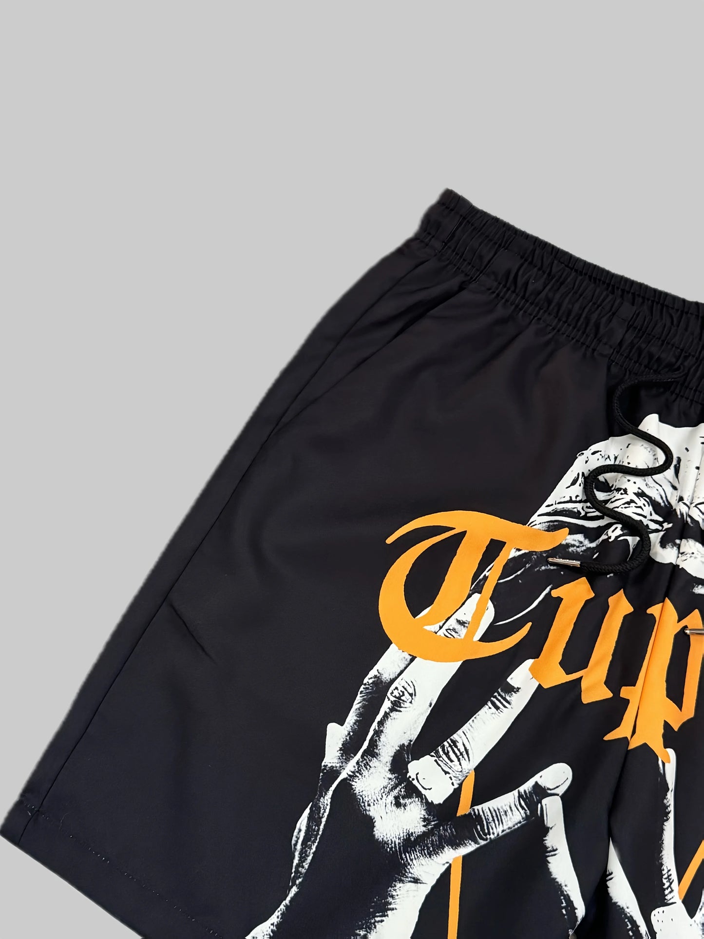 Shorts casuales con estampado 3D de manos y cadena dorada - Estilo urbano - Unisex