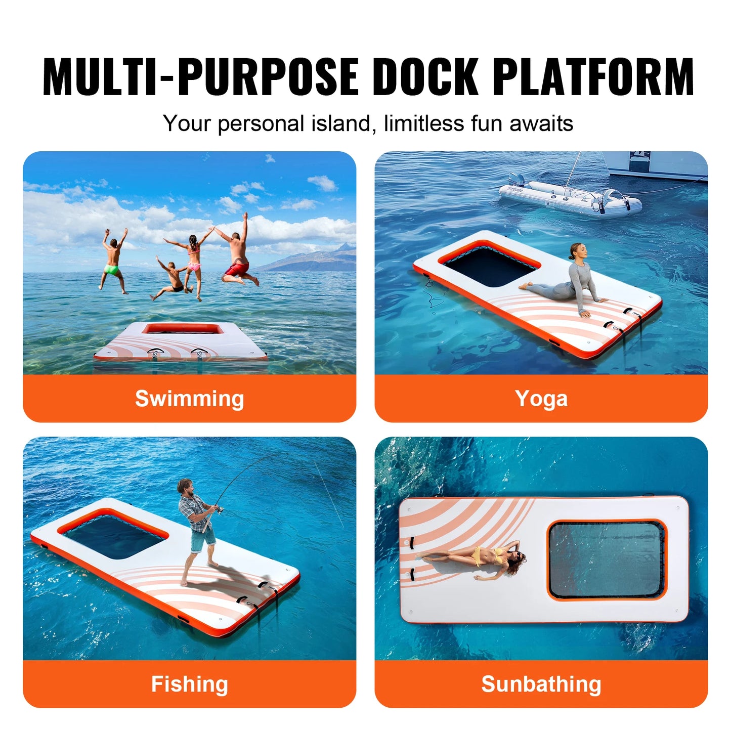 Non-Slip Inflatable Floating Platform with Ladder and Carry Bag | High-Density PVC Water Island