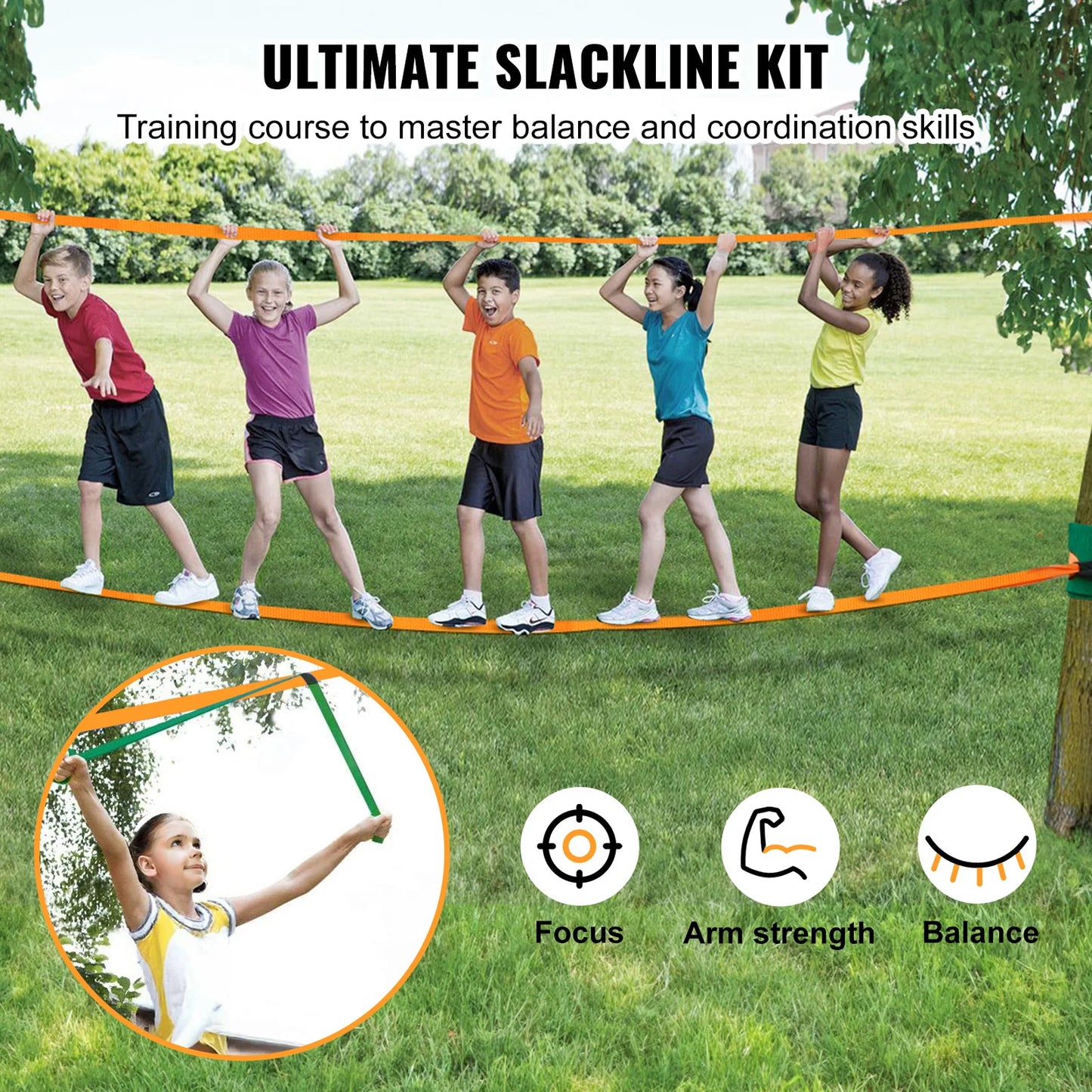 🌟 Complete Slackline Kit – Fun and Balance for Kids and Adults