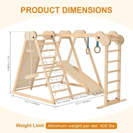 Indoor Montessori Jungle Gym – 7-in-1 Wooden Play Center (1-6 Years)
