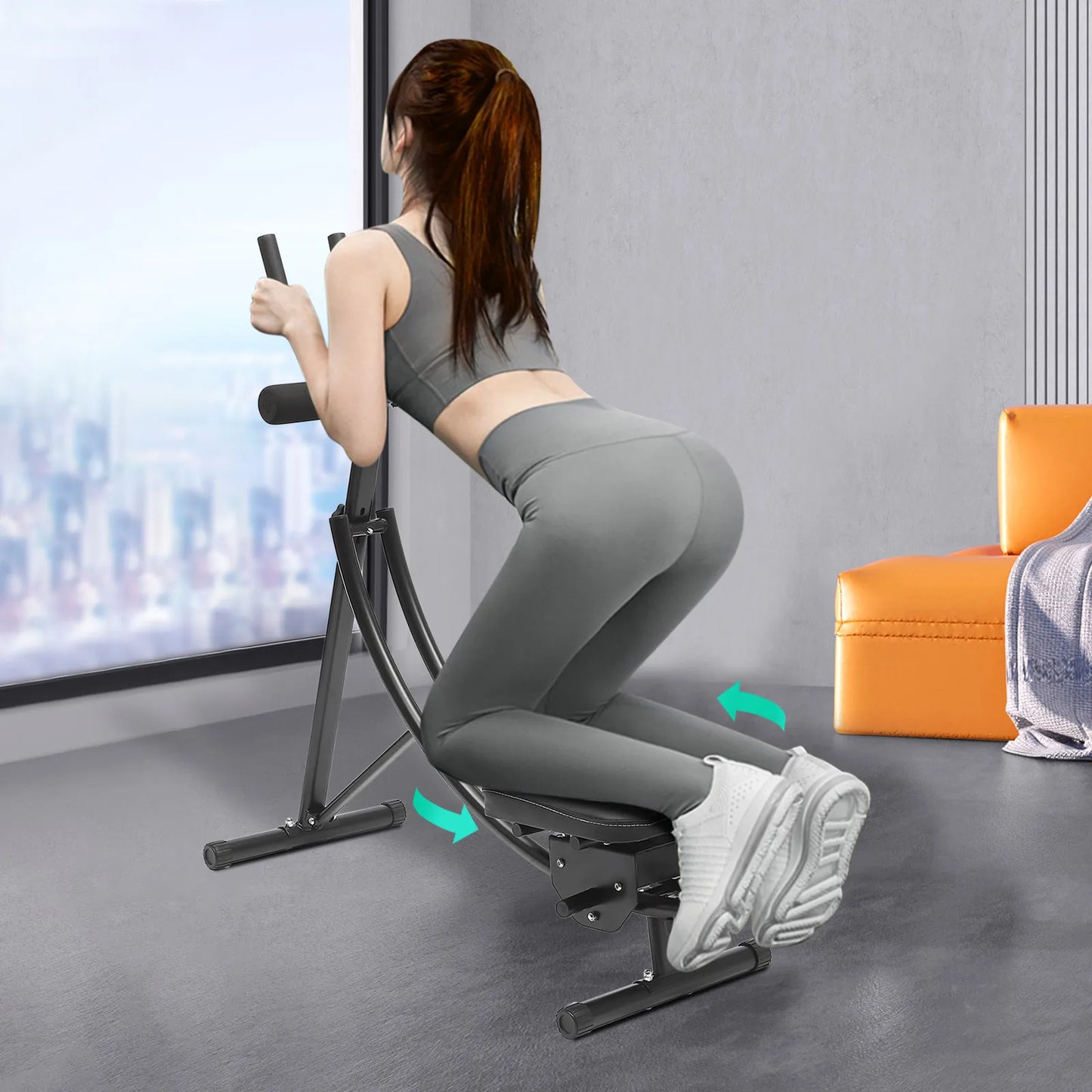 Foldable Abdominal Machine with LED Display – 0-180° Adjustable Core Trainer | Carbon Steel and Black ABS Foam