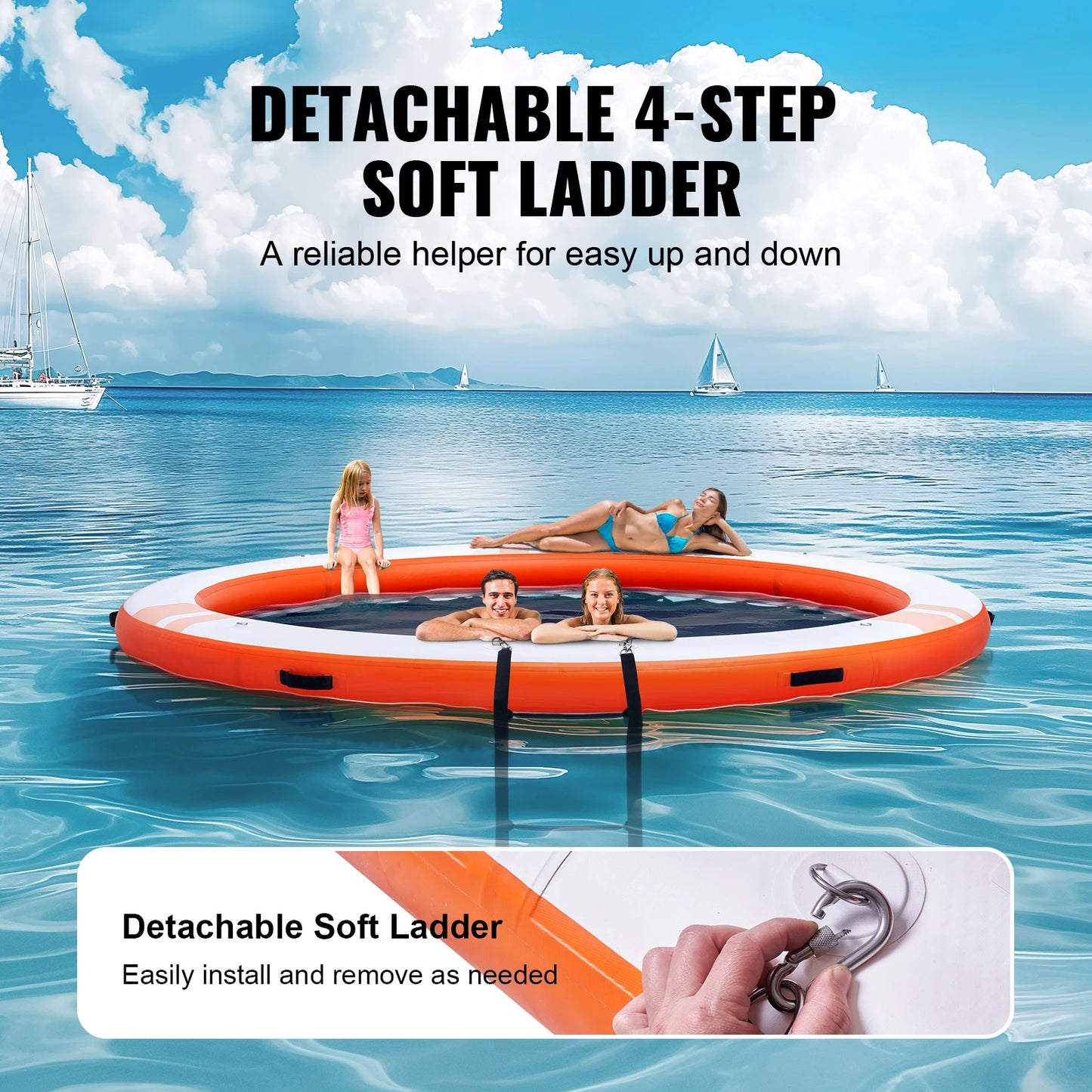10x8FT Inflatable Floating Platform with Removable Ladder and Carry Bag | Non-Slip Water Island