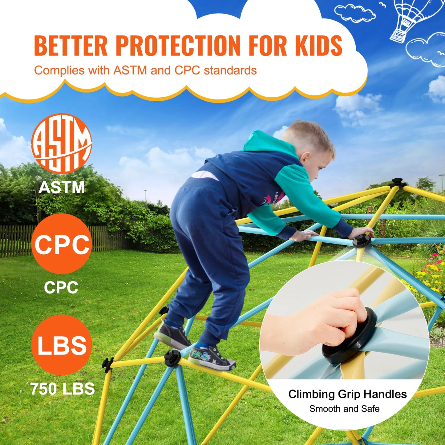 Climbing Dome for Kids with Swing and Hammock – 6/8/10/12FT Outdoor Playground
