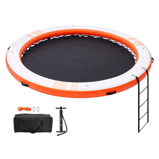 10x8FT Inflatable Floating Platform with Removable Ladder and Carry Bag | Non-Slip Water Island