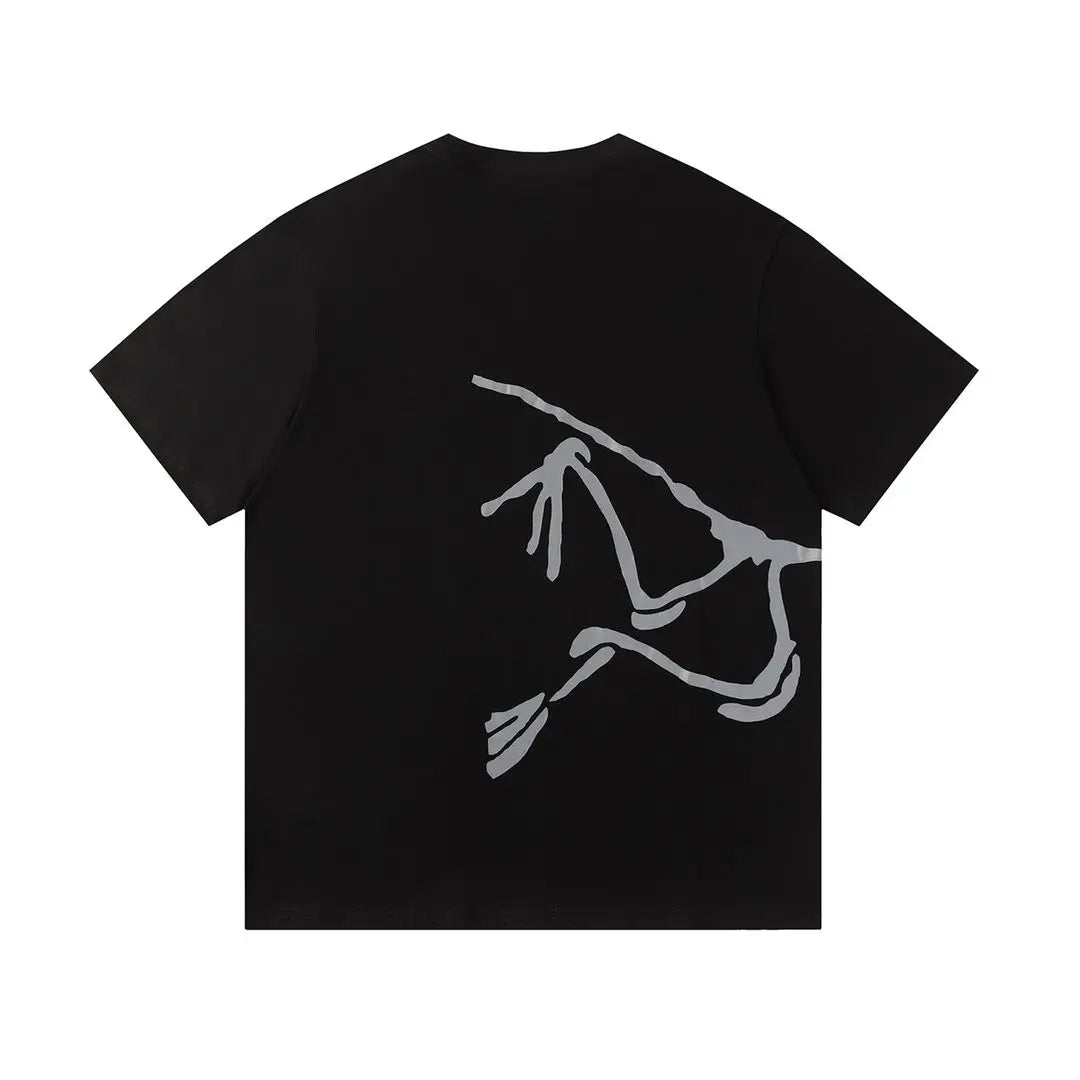Camiseta holgada unisex estilo americano: cuello redondo, manga corta y estampado de la marca | 100 % algodón