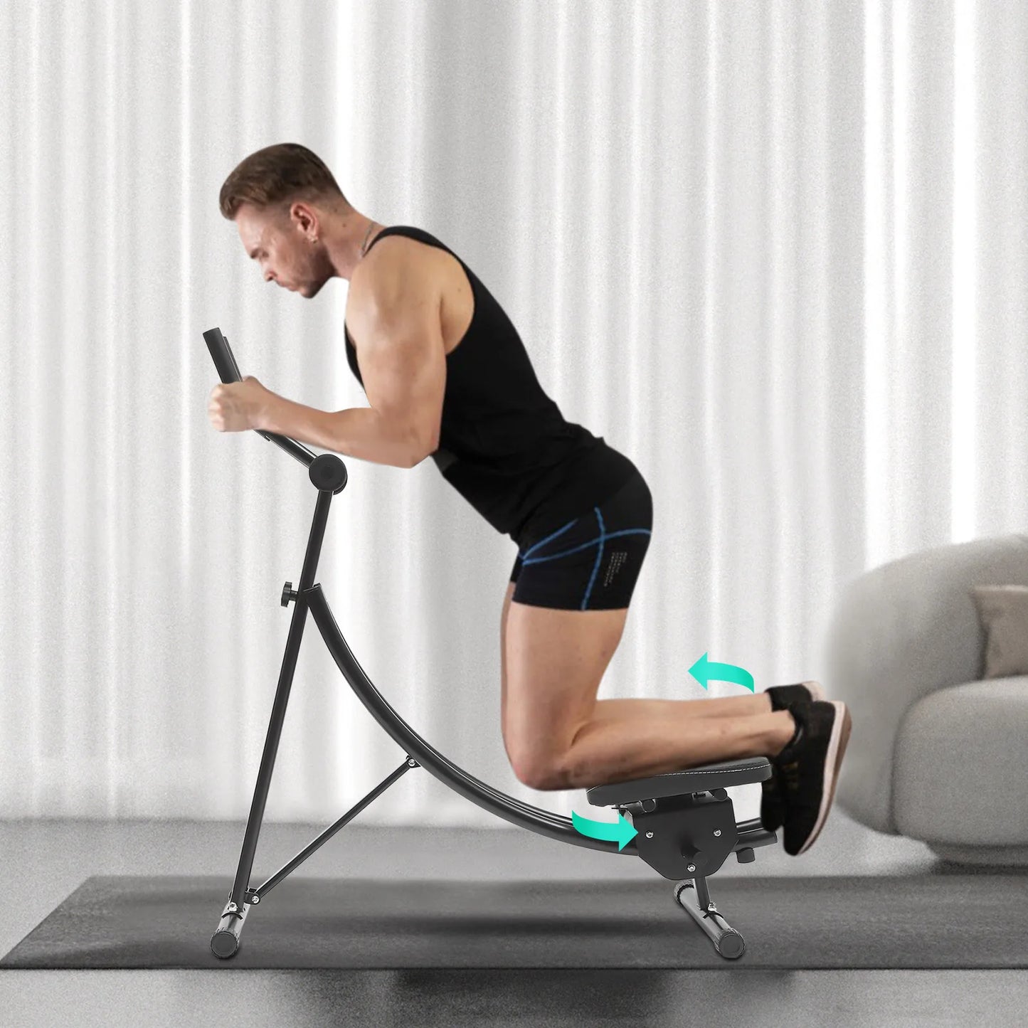 Foldable Abdominal Machine with LED Display – 0-180° Adjustable Core Trainer | Carbon Steel and Black ABS Foam