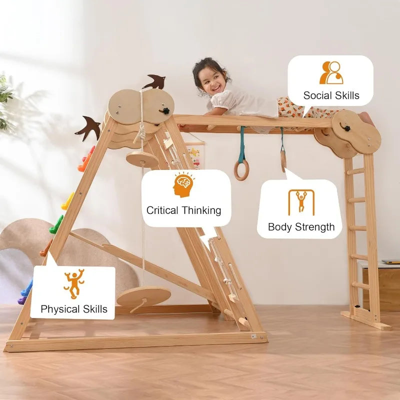 Indoor Montessori Jungle Gym – 7-in-1 Wooden Play Center (1-6 Years)
