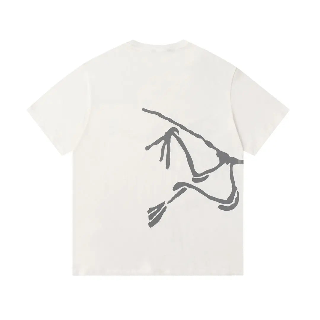 Camiseta holgada unisex estilo americano: cuello redondo, manga corta y estampado de la marca | 100 % algodón