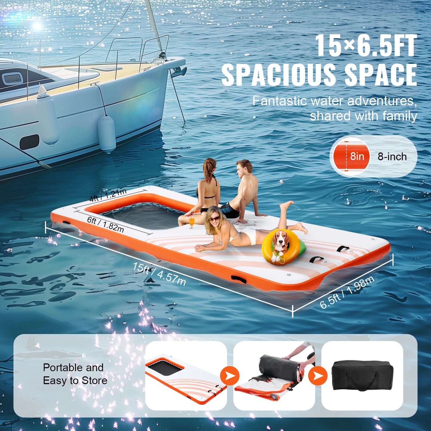Non-Slip Inflatable Floating Platform with Ladder and Carry Bag | High-Density PVC Water Island