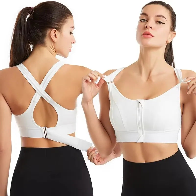 Women's Front-Zip Sports Bra – Slim-Fit Fitness and Yoga Crop Top