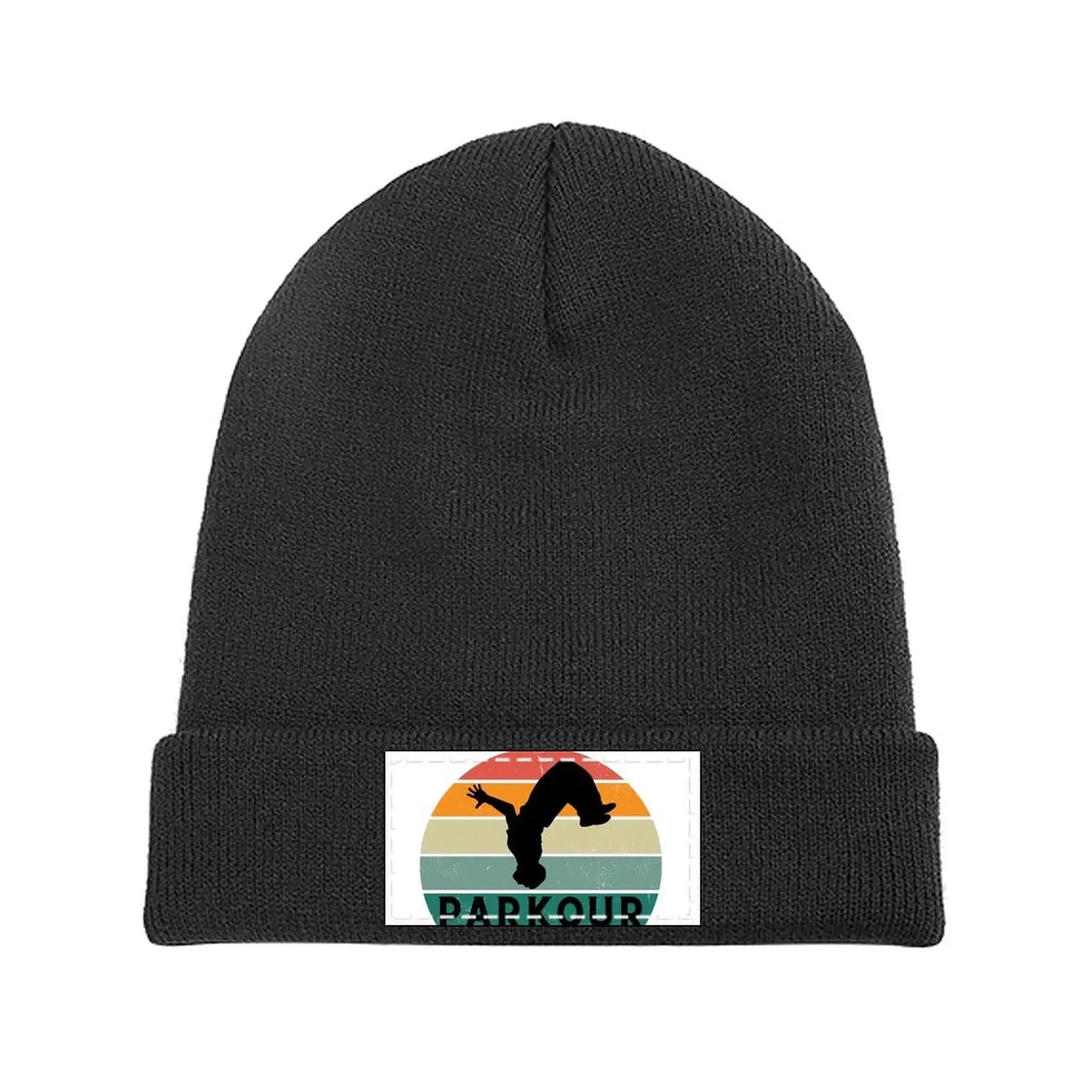 Unisex Knitted Hat with Parkour Drawing Label