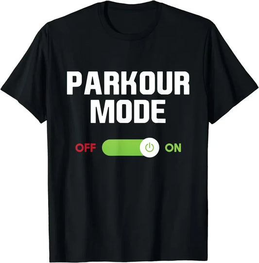 Short Sleeve T-Shirt with Letters "Parkour Mode On/Off"