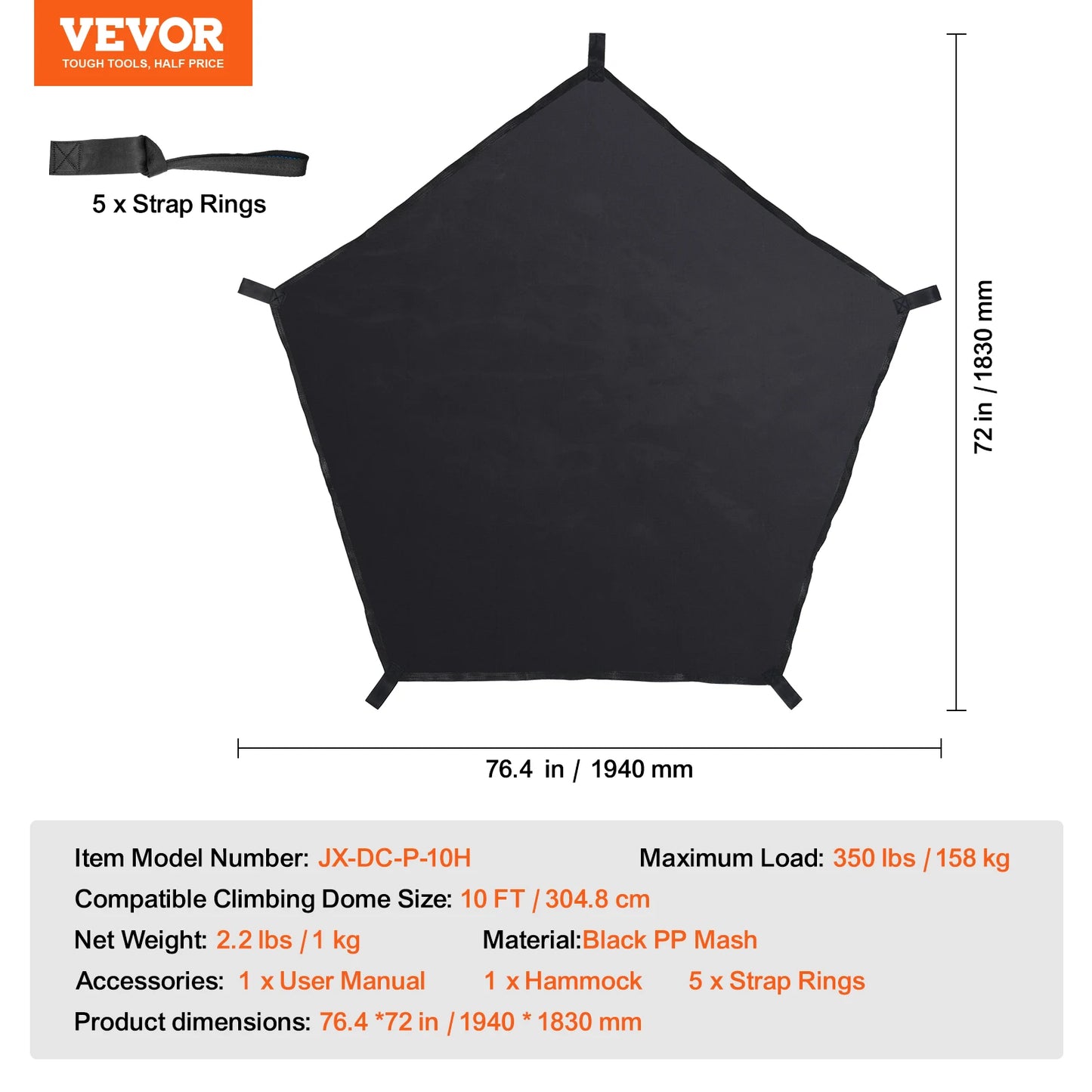 Climbing Dome for Kids with Swing and Hammock – 6/8/10/12FT Outdoor Playground