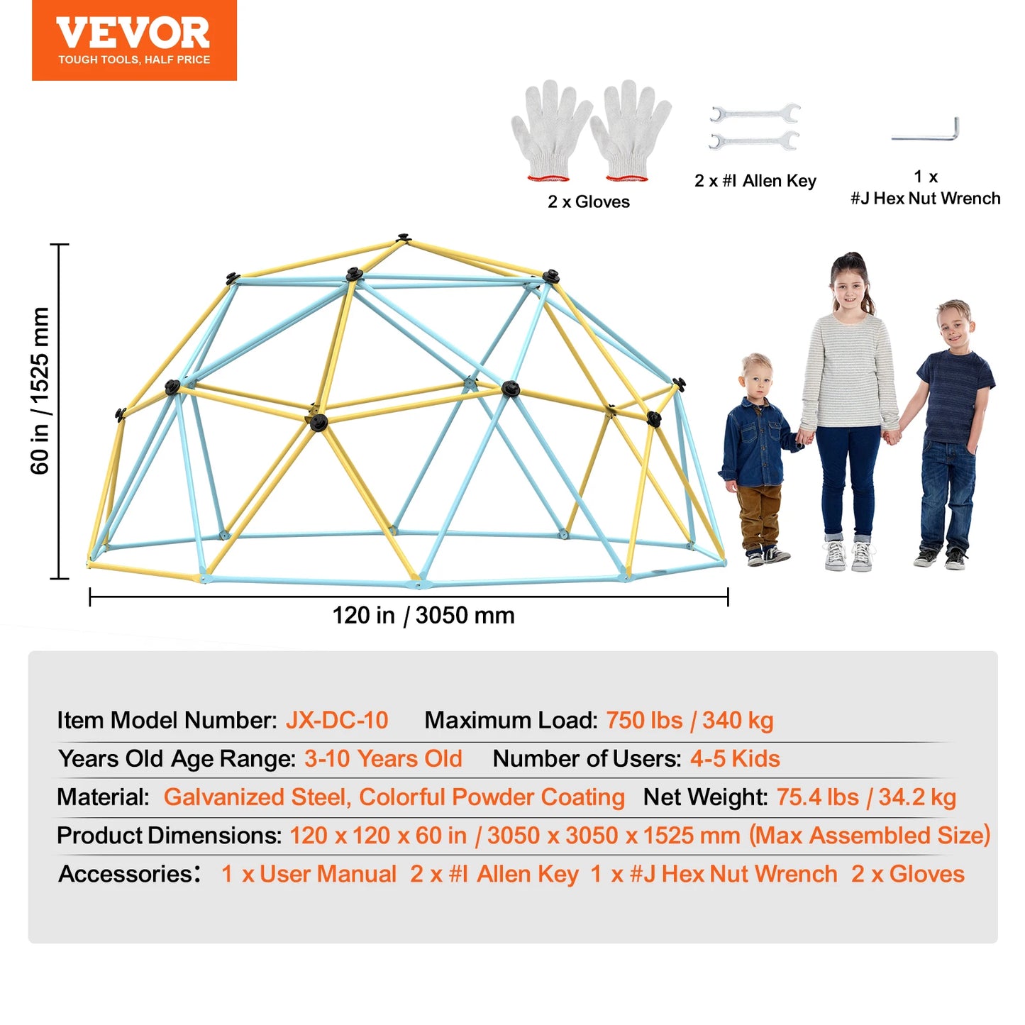 Climbing Dome for Kids with Swing and Hammock – 6/8/10/12FT Outdoor Playground