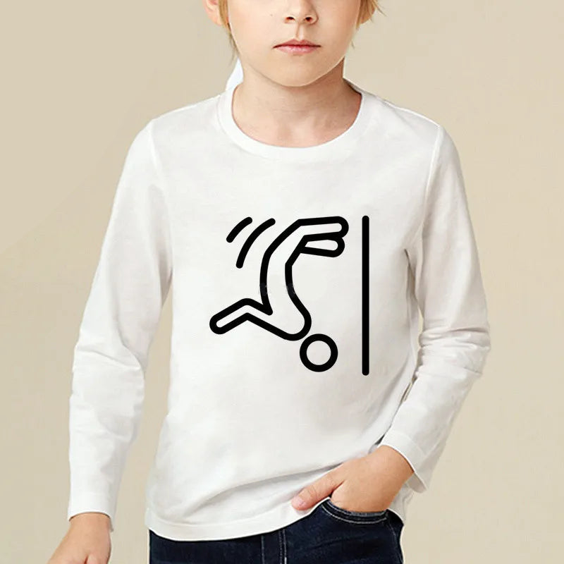 Kids Long Sleeve T Shirt 13 Different Prints Evolution Of Parkour Born To Jump Summer White T-shirts For Boys Girls Casual Tshirt