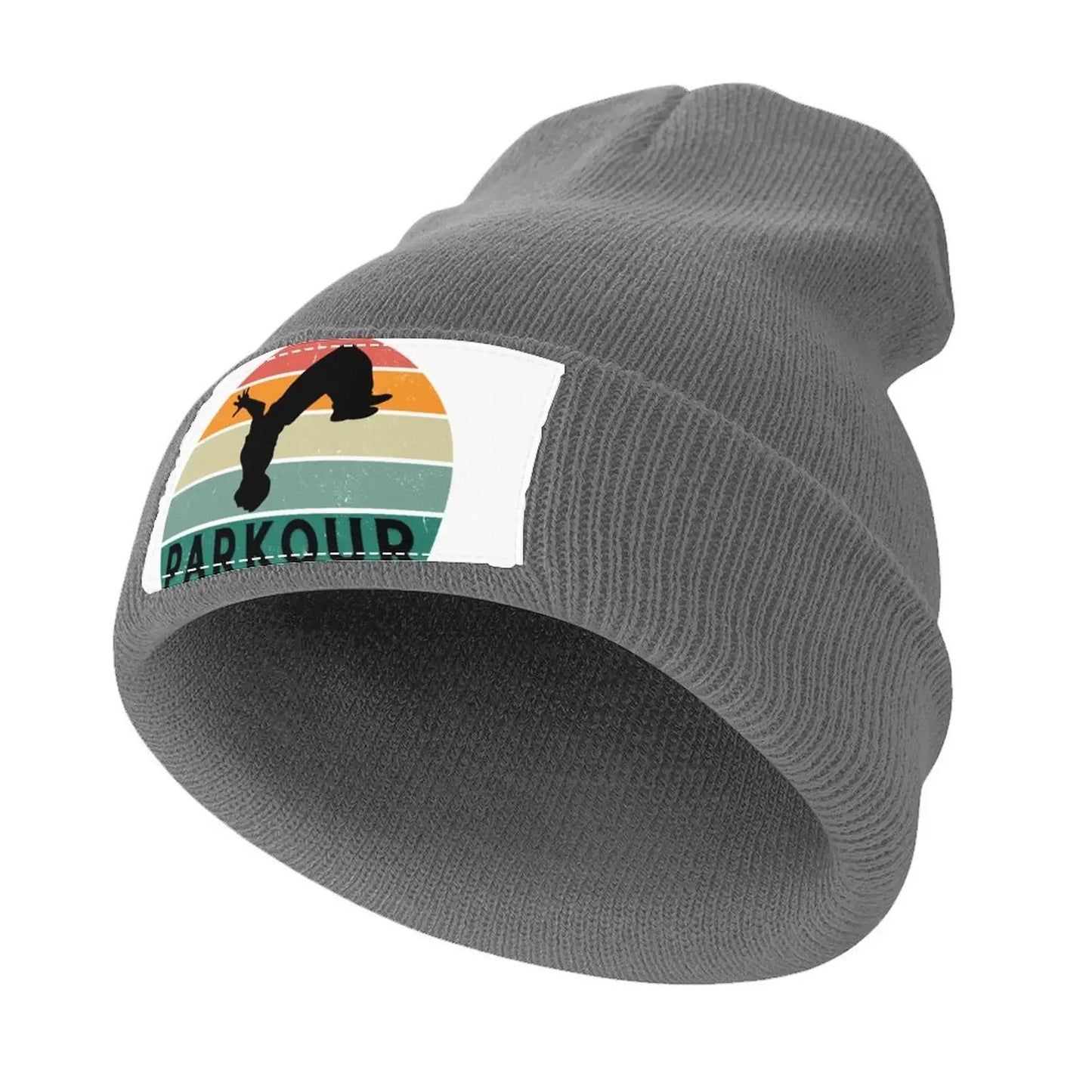 Unisex Knitted Hat with Parkour Drawing Label