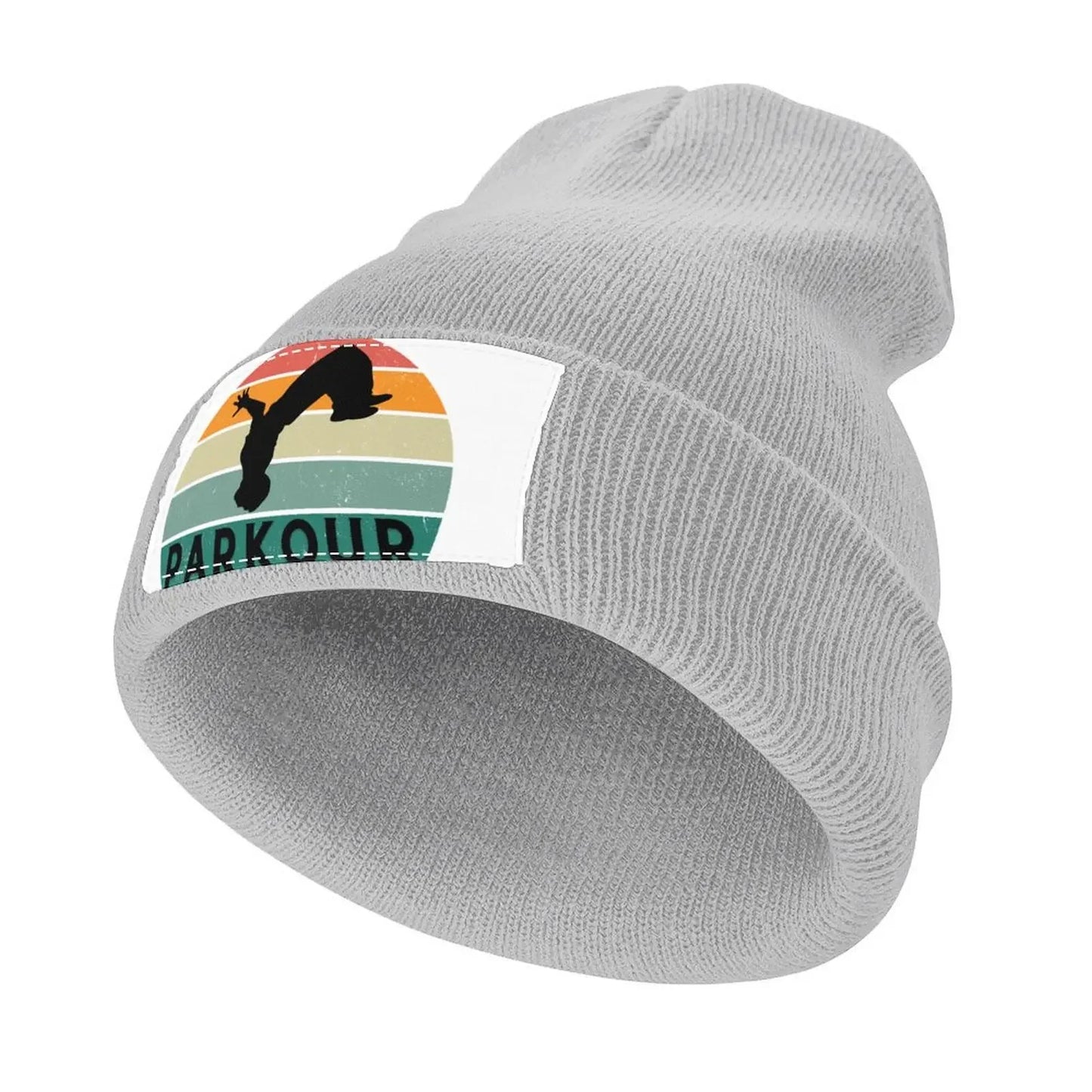 Unisex Knitted Hat with Parkour Drawing Label