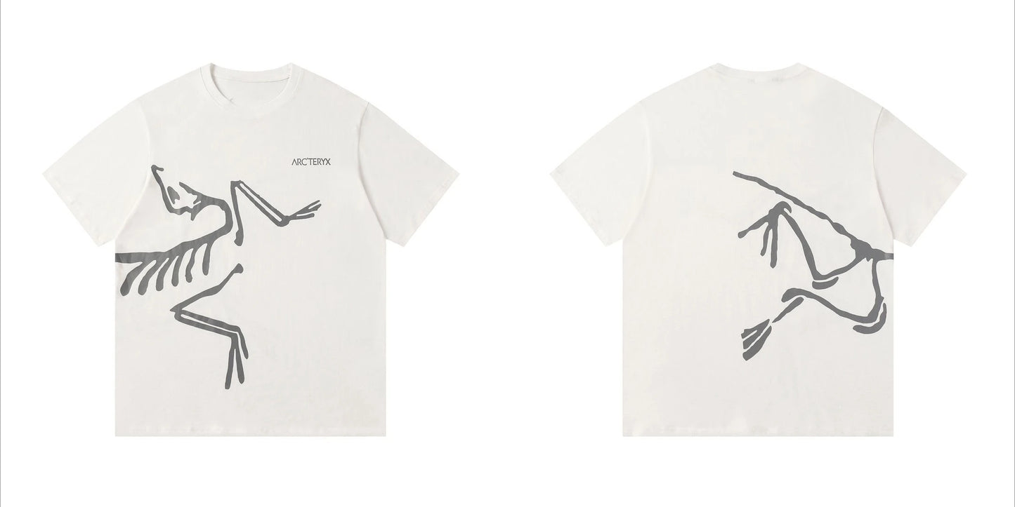 Camiseta holgada unisex estilo americano: cuello redondo, manga corta y estampado de la marca | 100 % algodón