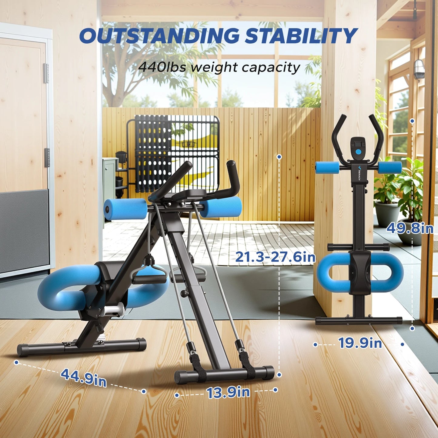 Adjustable Foldable Abdominal Machine with Knee Protection | Core Fitness Trainer for Home or Gym