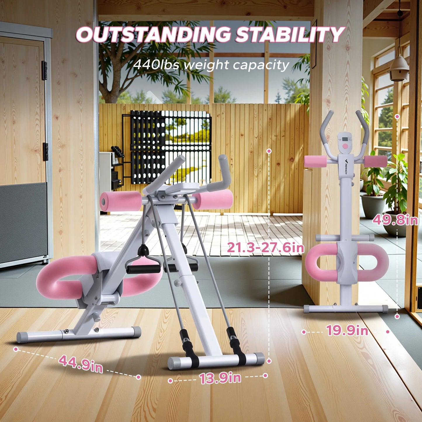 Adjustable Foldable Abdominal Machine with Knee Protection | Core Fitness Trainer for Home or Gym