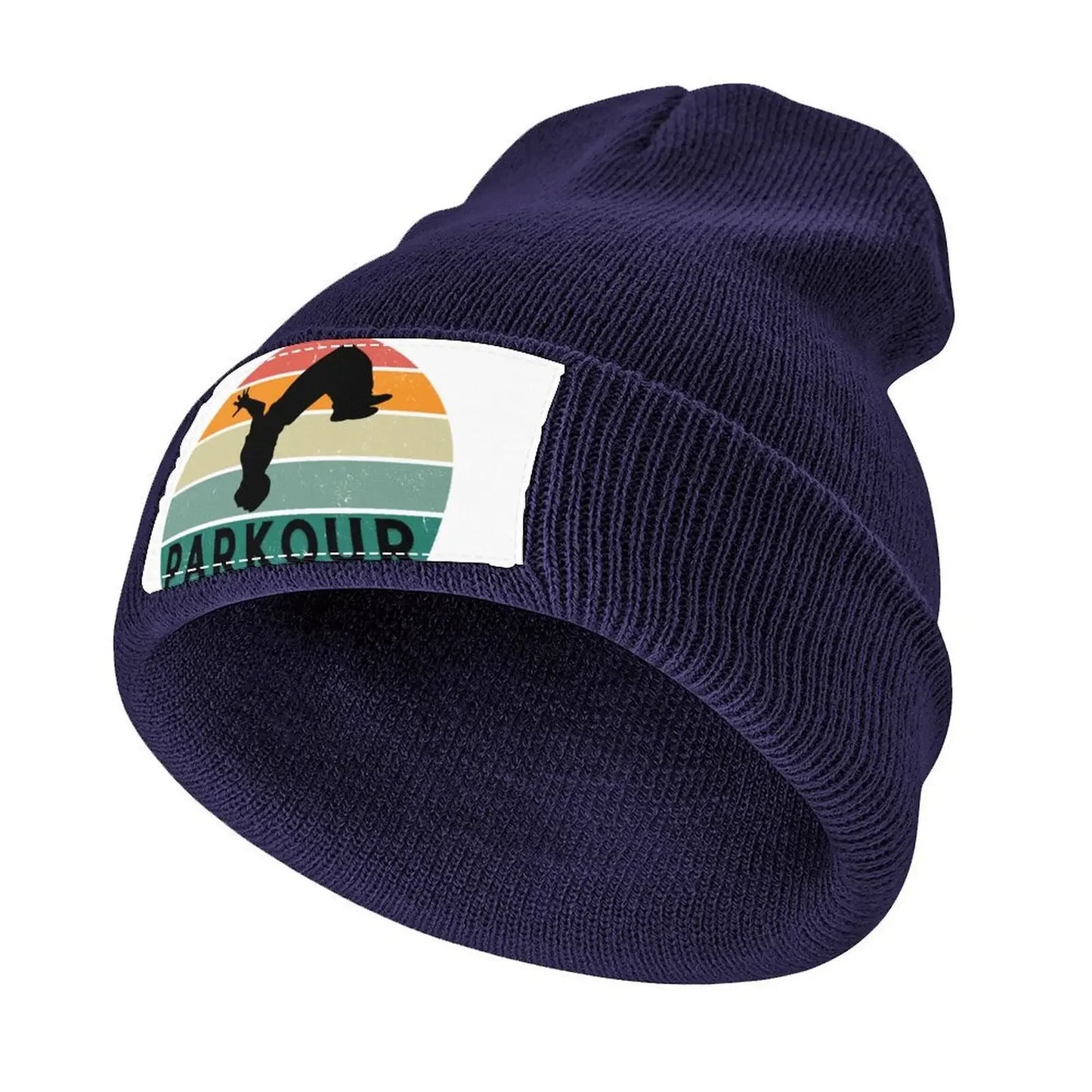 Unisex Knitted Hat with Parkour Drawing Label