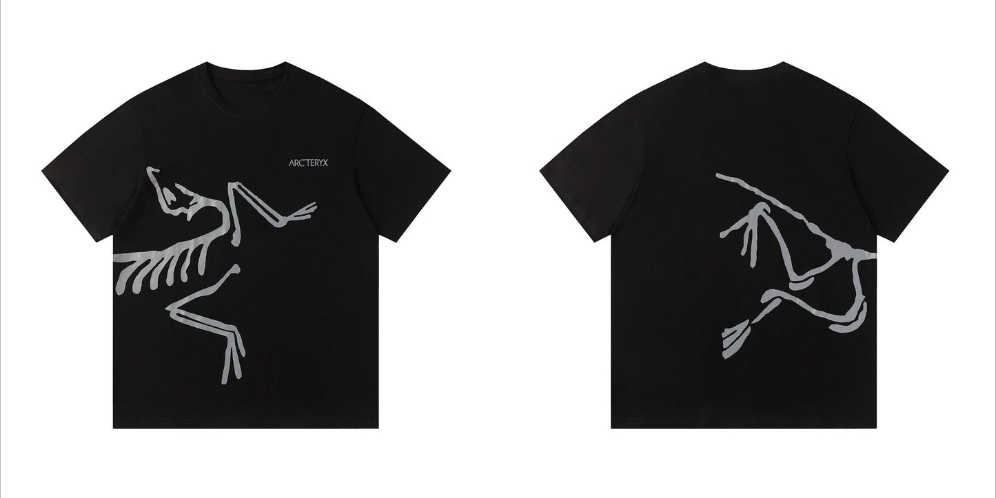 Camiseta holgada unisex estilo americano: cuello redondo, manga corta y estampado de la marca | 100 % algodón