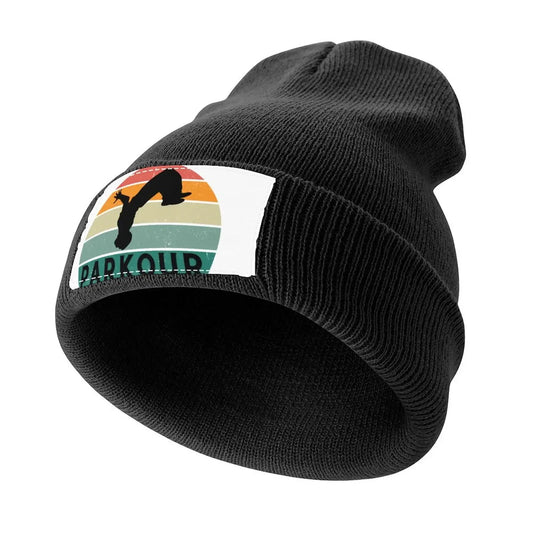 Unisex Knitted Hat with Parkour Drawing Label