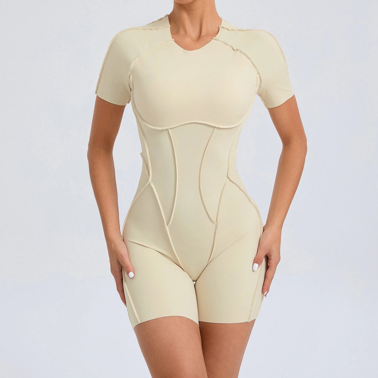 Women's Gym Playsuit – Backless Fitness & Yoga with Ruched Detail