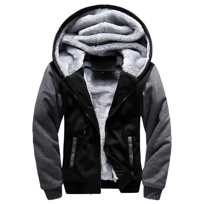 Men's Hooded Jacket - Warm and Thick Winter Coat