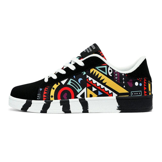 YRZL Canvas Sneakers with Geometric Graffiti Print – Urban Style and Comfort