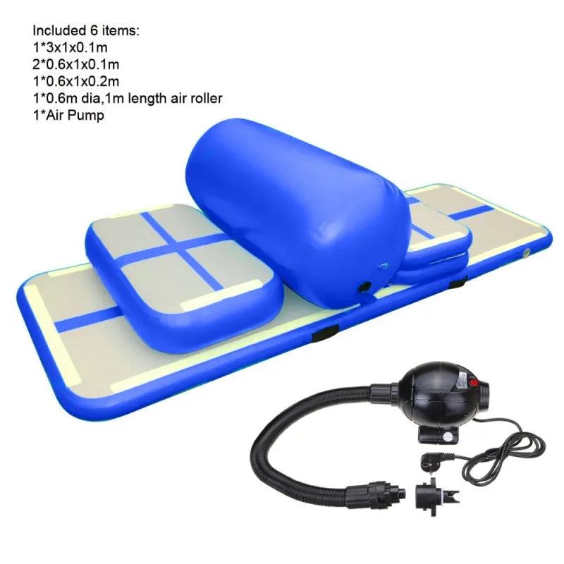 Set 6 Pieces Inflatable Air Track Gymnastic Mats with Pump