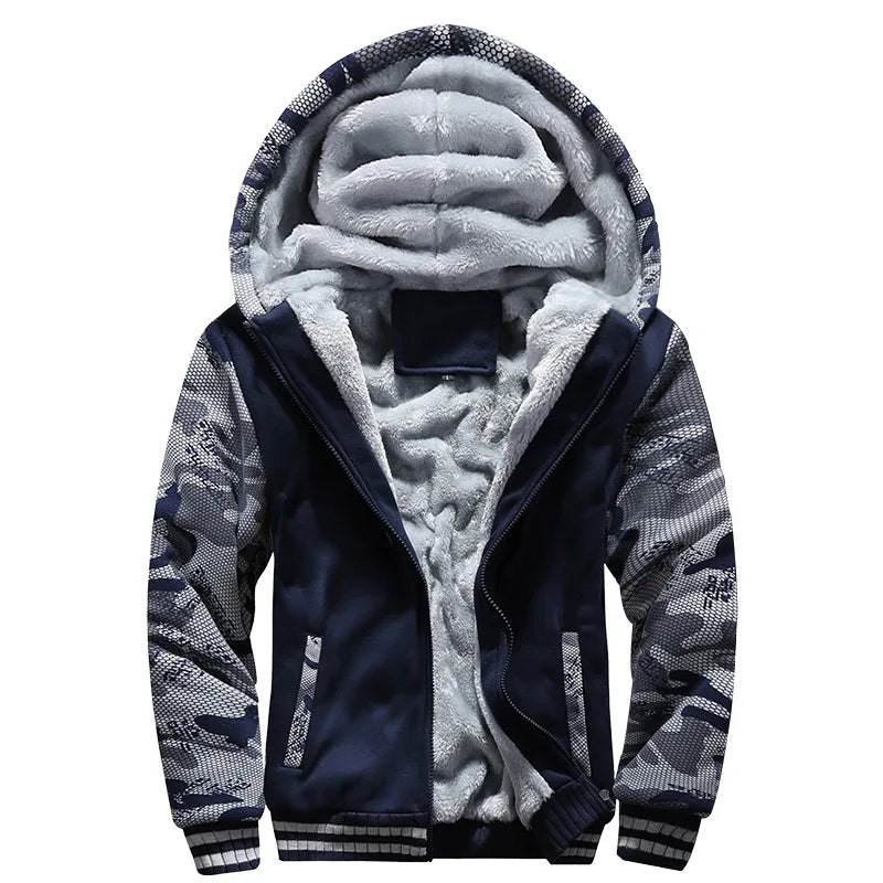 Men's Hooded Jacket - Warm and Thick Winter Coat
